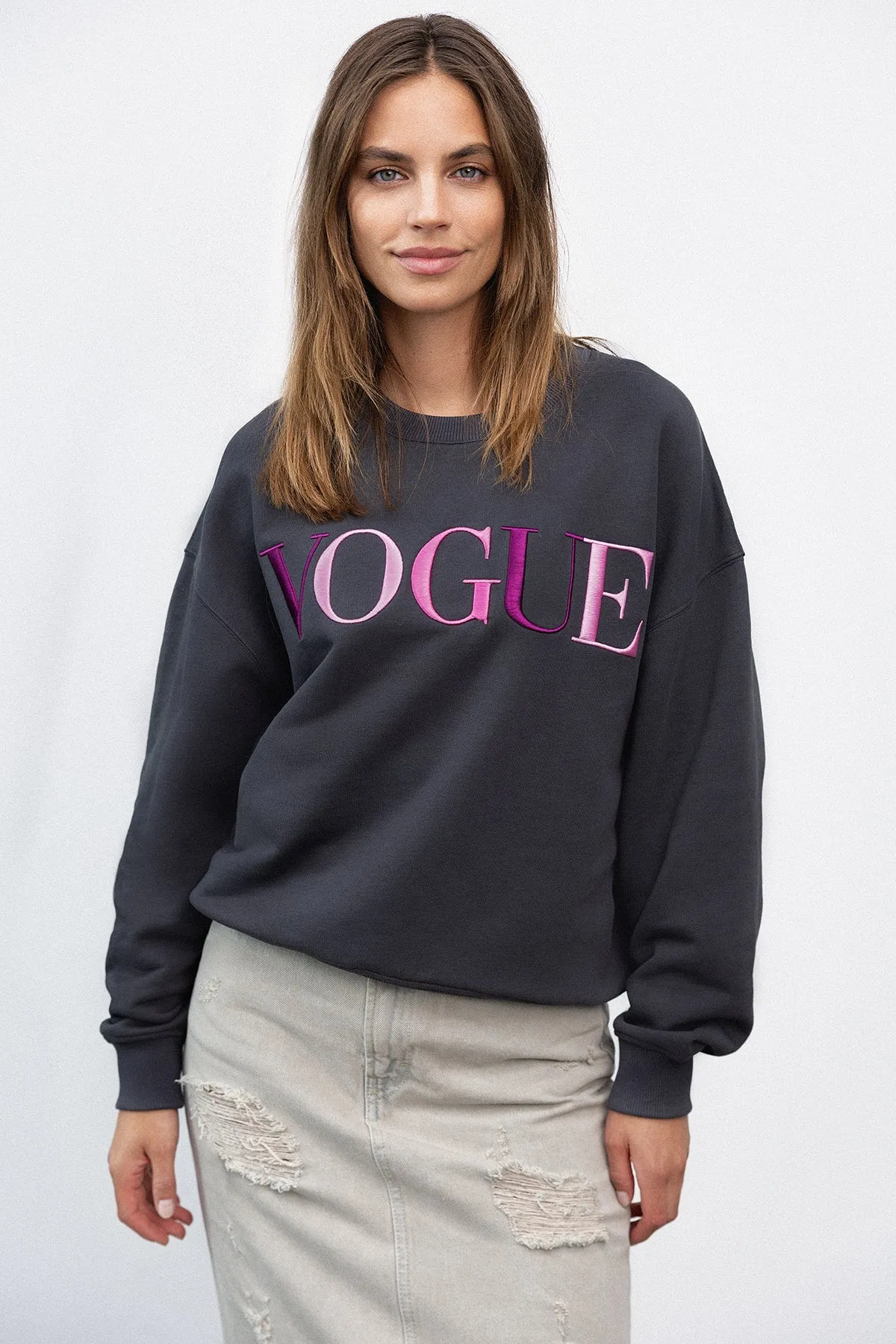 Felpa Vogue Icons Grey with Colorful Embroidered Logo