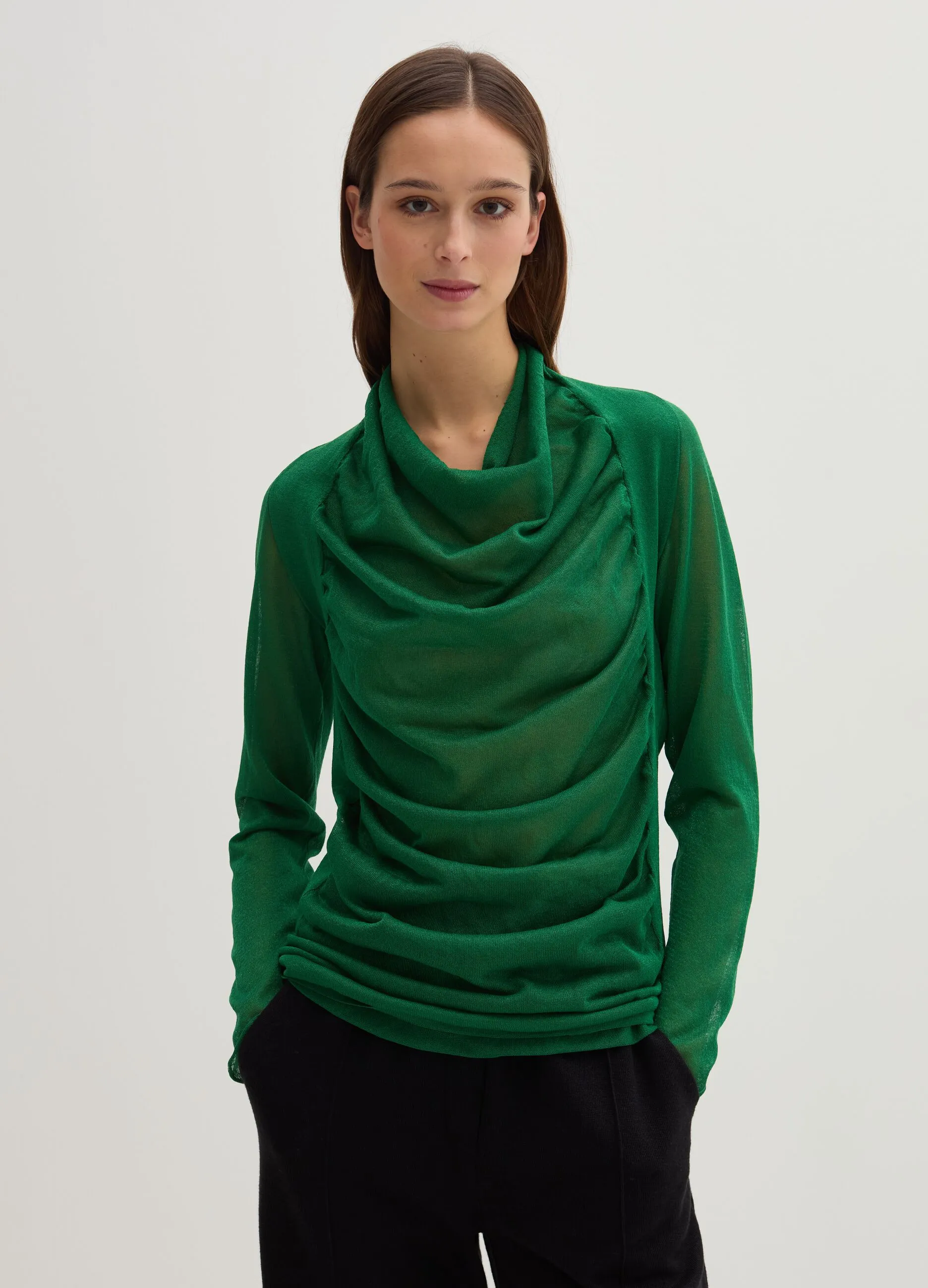 Sheer Effect Raglan Sleeve Sweater