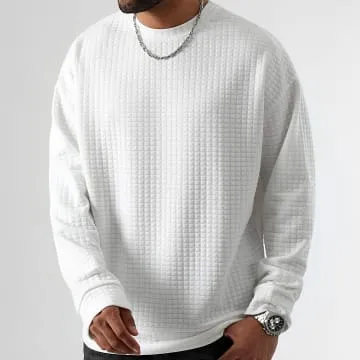 White Square Textured Large 0480 Sweatshirt